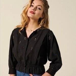 Rouje Dany Black Eyelet Blouse